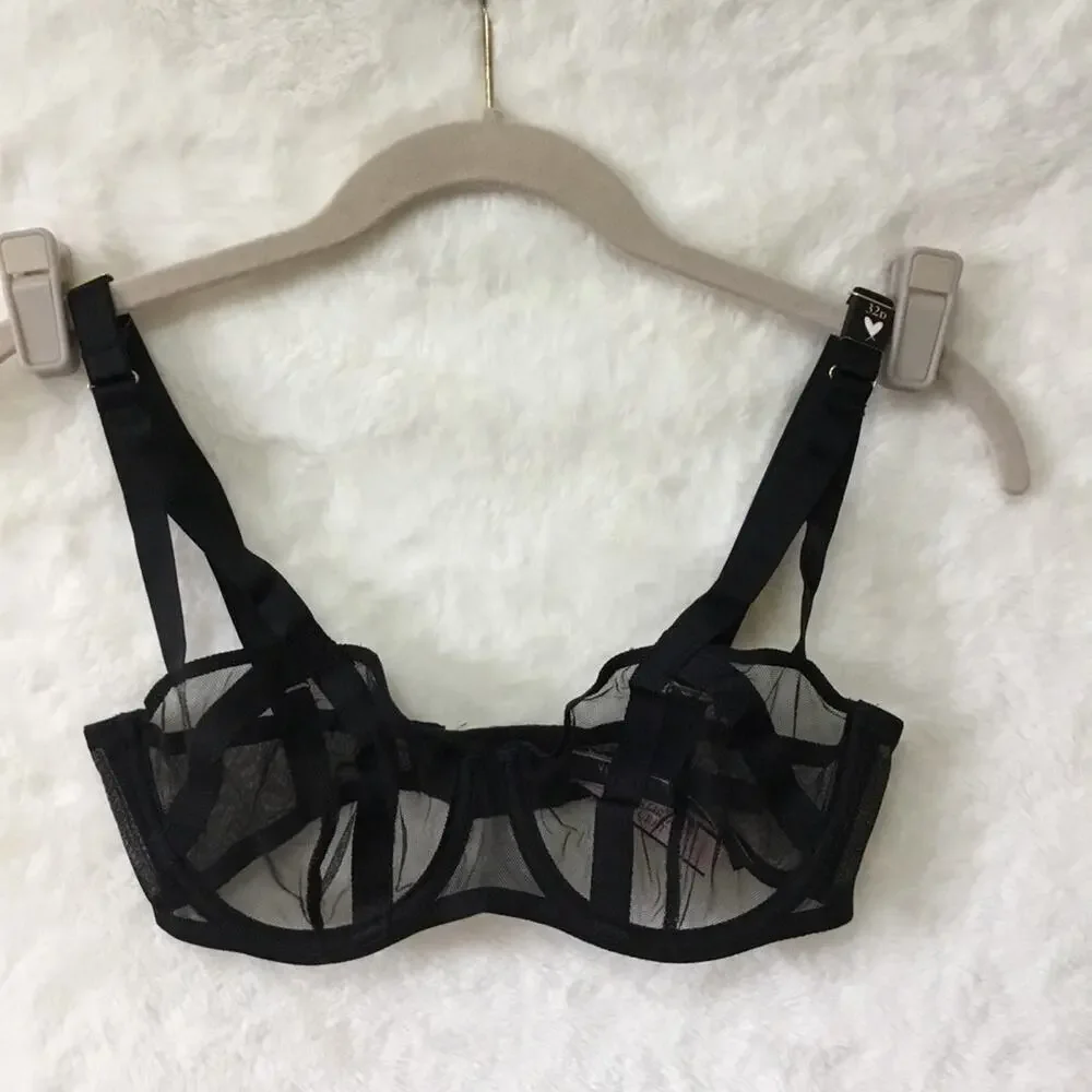 Victoria Secret Black Unlined Mesh Balconette Bra - Picture 7 of 10